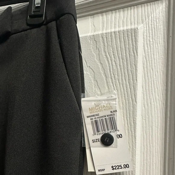 🆕 Michael Kors Stretch-Crepe Feather-Trim Cropped Pants Size 00 - Picture 7 of 12